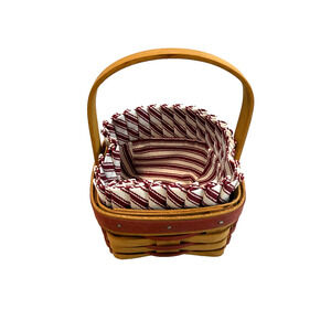 1993 Longaberger Small Sweetheart Basket w/Protector & Liner 5"L x 5"W x 2.5"H
